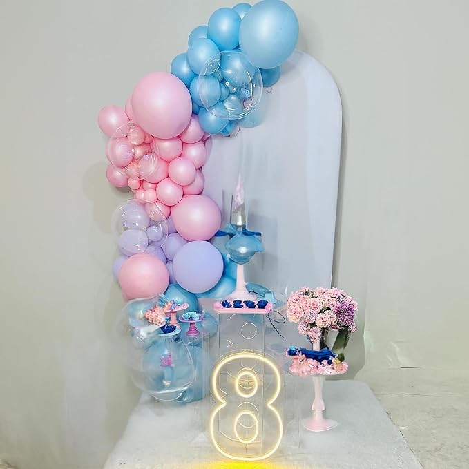 Pink Purple Blue Balloons, 12 Inch 60Pcs Iridescent Mermaid Balloon | Metallic - Image 6