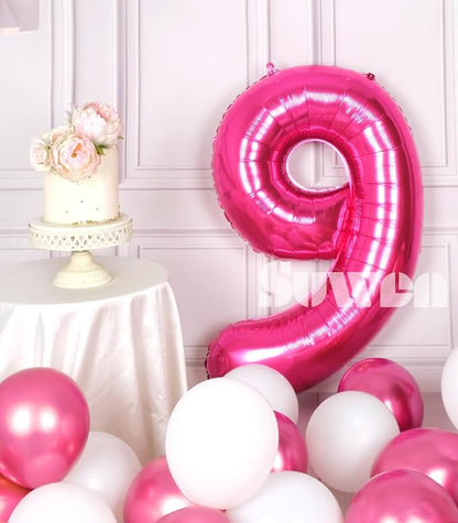 SUWEN 40 Inch Hot Pink Large 9 Number Balloons Big Foil Helium Number Balloons - Image 3
