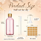 Lallisa 48 Pcs Glass Dropper Bottles with Eye Dropper Dispensers Lab Dropping Bottles with 4 Pcs Long Pipettes 4 Funnel and 80 Label for Travel Cuticle Massage Essential Oils Perfume (Pink,4 oz)