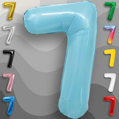 Candy Blue Number Balloon 7 Mylar Foil Balloons 32 inch - Image 5