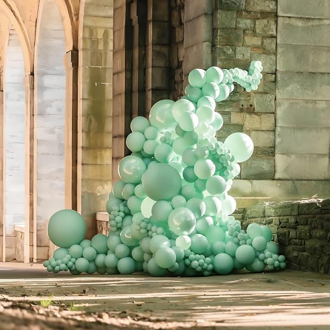 Awenztech 122pcs Mint Green Balloons, 18 12 10 5 inch Mint Green Latex Balloons - Image 6