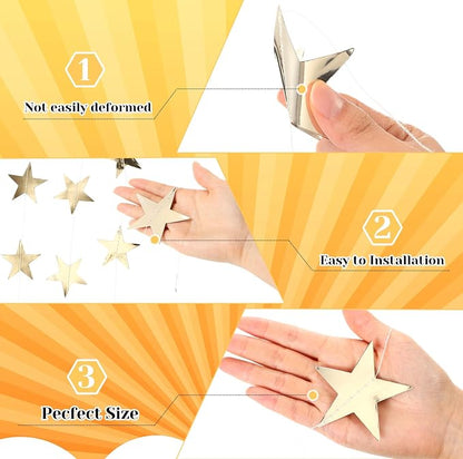 Spakon 65 Feet Glitter Star Paper Garland Banner Hanging Decoration Star - Image 3