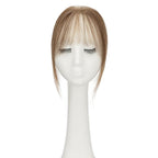 Benehair Clip on Bangs Human Hair, Front Hair Extensions for Women Hair Pieces with Temples for Daily Wear (Medium Brown highlights dark blonde)