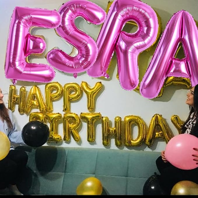 TONIFUL 40 Inch Large Rose Red Letter R Balloons Giant Hot Pink Alphabet Letter - Image 6