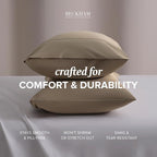 Beckham Hotel Collection Cooling Pillowcases for Hot Sleepers, King Size Set of 2, Cool Bedding, Envelope Closure, Silky Soft, Breathable, Moisture-Wicking, Sand