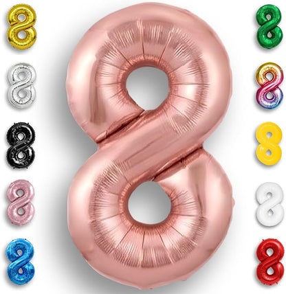 Rose Gold Number Balloon 8 Mylar Foil Balloons 40 inch by Unknown