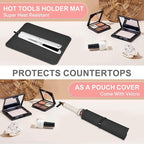 Oversize Silicone Heat Resistant Mat, Portable Travel Mat Cover with Velcro for Curling Irons, Flat Irons, Hair Straightener and Hot Hair Styling Tools(14.2" x 11")