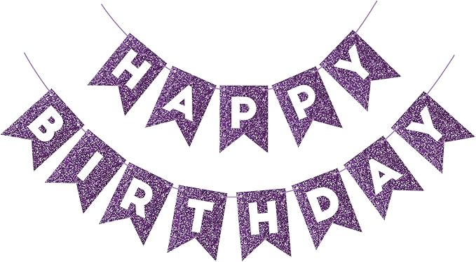 Hooqict Purple Happy Birthday Banner Garland Sign by Hooqict