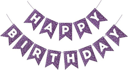 Hooqict Purple Happy Birthday Banner Garland Sign by Hooqict
