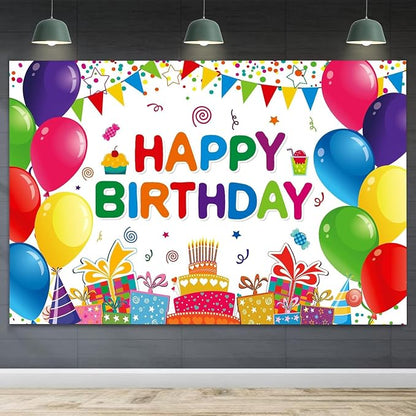 Happy Birthday Backdrop Banner Colorful Birthday Decorations Large Yard Sign by DIZHI