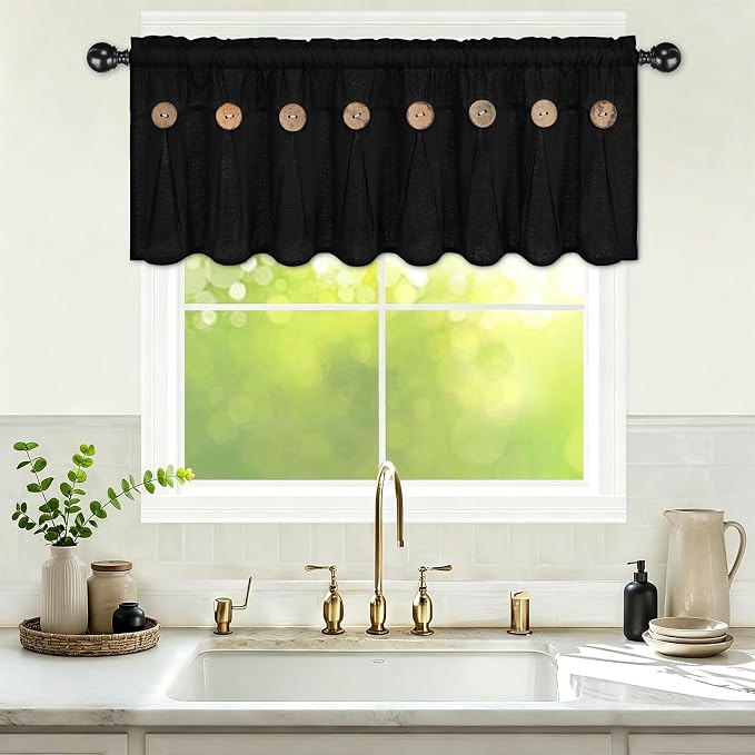 Farmhouse Valance Curtains, Boho Cotton Linen Kitchen Valance, Rod Pocket - Image 8