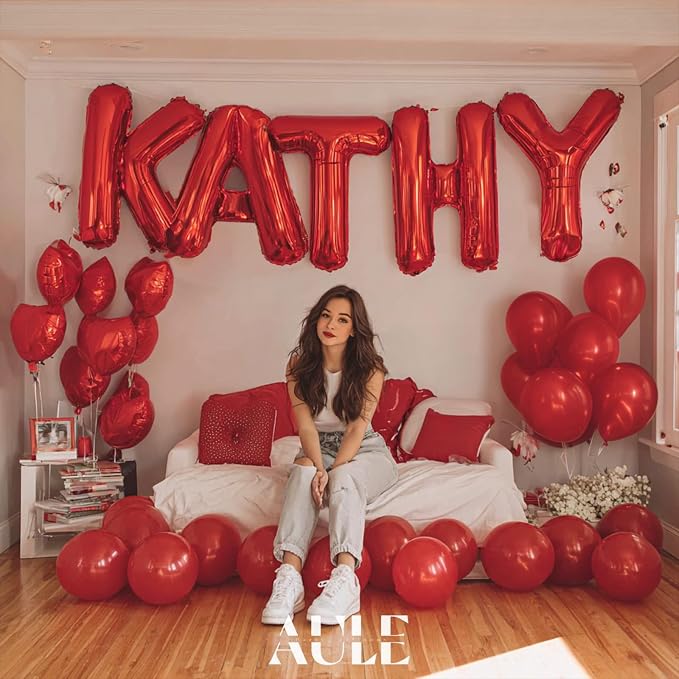 AULE 40 Inch Red W Balloon Letter Foil A-Z Birthday Big Alphabet | Birthday - Image 5