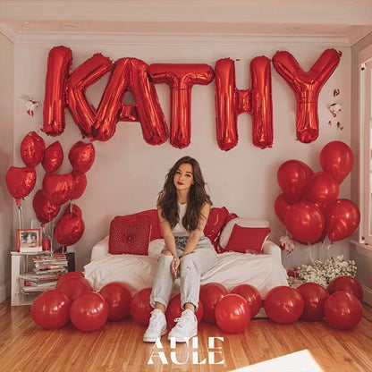 AULE 40 Inch Red W Balloon Letter Foil A-Z Birthday Big Alphabet | Birthday - Image 5