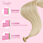 YoungSee Highlight K Tip Hair Extensions Human Hair Highlight Ash Blonde with Blonde K Tips Hair Extensions Highlight 20In 1G/S 50G