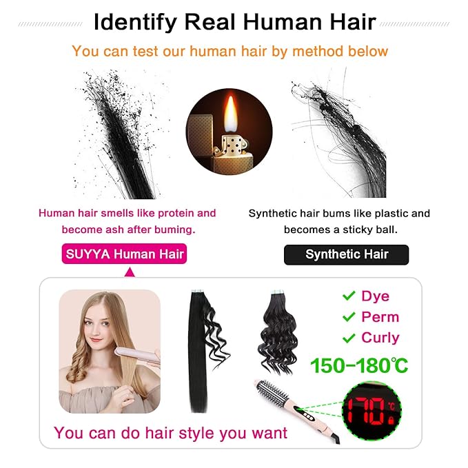 SUYYA Tape in Hair Extensions Human Hair 14 inches 40g/pack 20pcs Straight Seamless Skin Weft Tape in Remy Human Hair Extensions(14 inches #8 Light Brown)