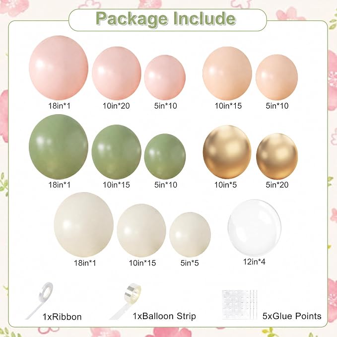 Sage Green and Pink Balloon Arch Kit - Image 5