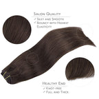 WENNALIFE Clip in Hair Extensions Real Human Hair, 24 Inch 140g 7pcs Remy Hair, Light Dark Brown Straight Natural Extensiones De Cabello Humano Con Clip Ins