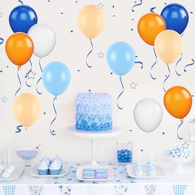 Orange and Blue Balloons, 12 Inch Orange White Blue Balloon Pastel Orange Royal - Image 4