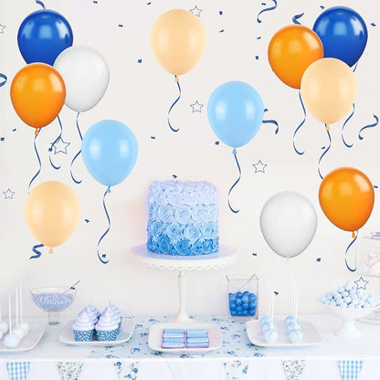 Orange and Blue Balloons, 12 Inch Orange White Blue Balloon Pastel Orange Royal - Image 4