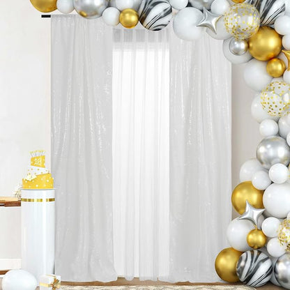 PartyDelight White Sequin Backdrop Curtains 2x8ft 2 Panels | Sparkly 3mm sequins - Image 7
