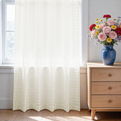 SpaceDresser Check Sheer Curtains 108 Inches Long - Image 3
