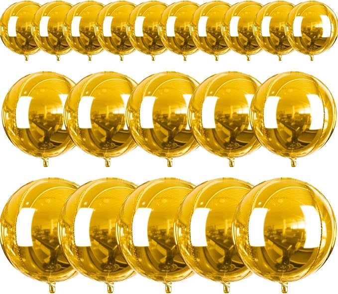 PartyWoo Metallic Gold Large Giant Foil 4D Balloons 20pcs Different Sizes | 22 by PartyWoo