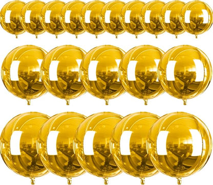PartyWoo Metallic Gold Large Giant Foil 4D Balloons 20pcs Different Sizes | 22 by PartyWoo