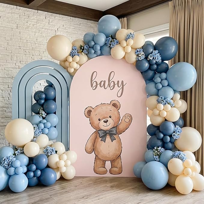 RUBFAC 135pcs Dusty Blue Balloons, Boho Neutral Blue Latex Balloon Different - Image 8