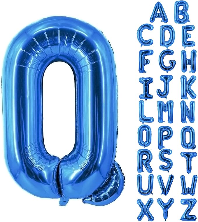 Letter Balloons 40 Inch Blue Giant Alphabet Balloons Letter Q | Foil Mylar Big by YUNSHANGMO