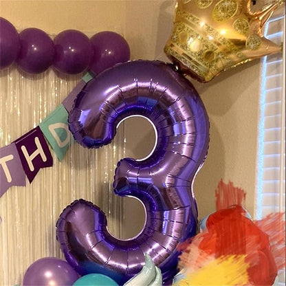 Purple Number 30 Balloons, 40 Inch Purple Mylar Foil Number 3 & 0 Balloons - Image 3