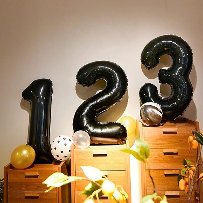 Black Number 17 Mylar Foil Balloons, 40 Inch Giant Black 17th Birthday Balloons - Image 5