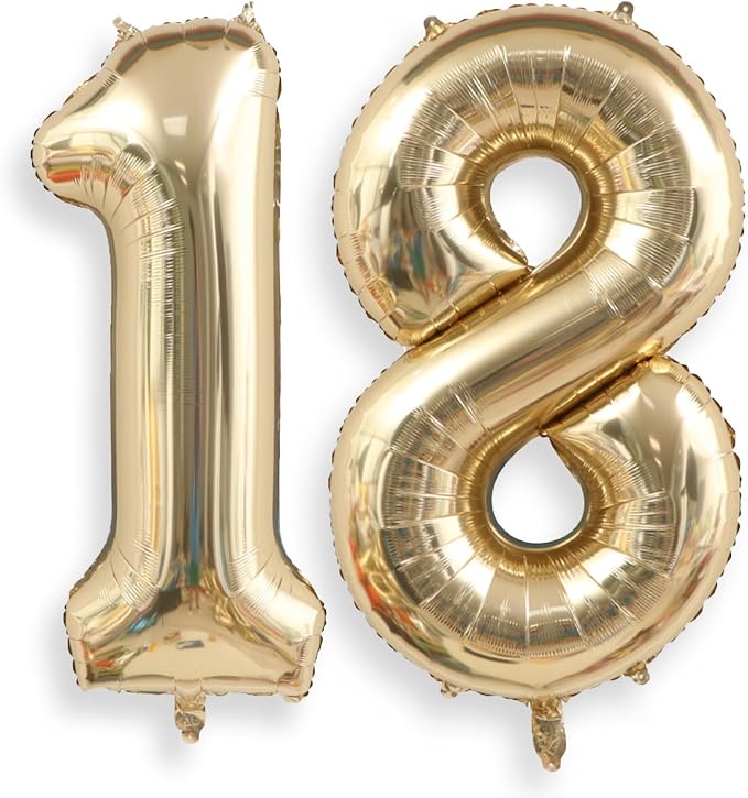 AULE 40 Inch Light Gold 18 Balloon Number Foil 0-9 Birthday Big Numbers | by AULE