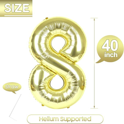 8 Balloon - Champagne Gold Birthday Number Balloons, 40 Inch Decorations | - Image 5