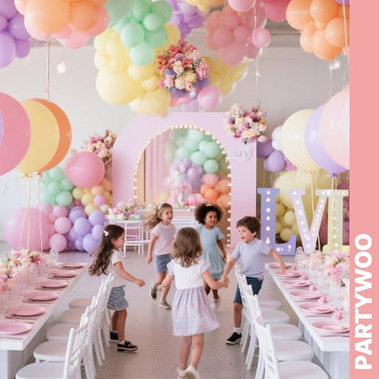 PartyWoo Pastel Rainbow Latex Helium Foil Balloons 66pcs 12 Inch | Balloons - Image 7