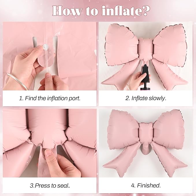 8pcs Pink Bow Foil Balloons - Image 5