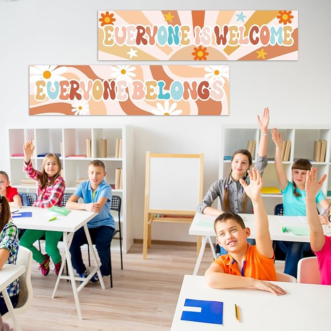 2 Pack Groovy Classroom Decorations Boho Welcome Banner Bulletin Board Decor - Image 6