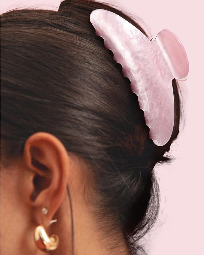 HAIMEIKANG Large Acetate 4 Inch Hair Claw Clip for Women - French Style Hair Claws for Thick Hair with Non-Slip Teeth, Hair Accessories for Updos, Buns & Ponytails