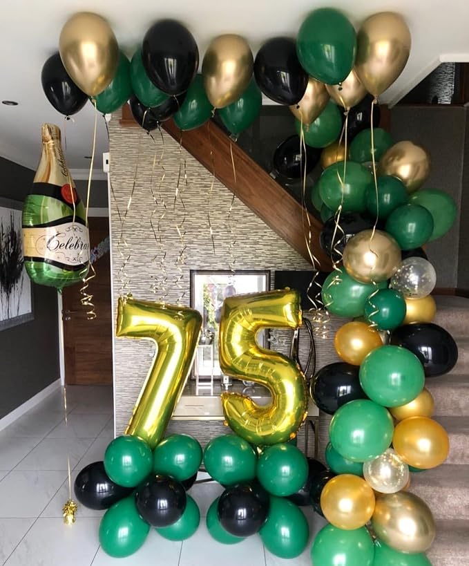 Green and Gold Black Balloon Arch Kit - Image 5