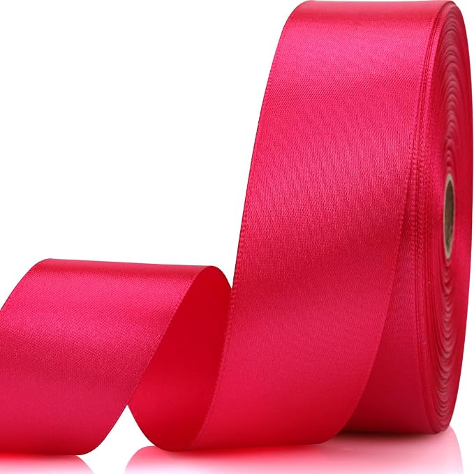 1-1/2 Inch 60 Yards Hot Pink Solid Satin Ribbon by Unknown