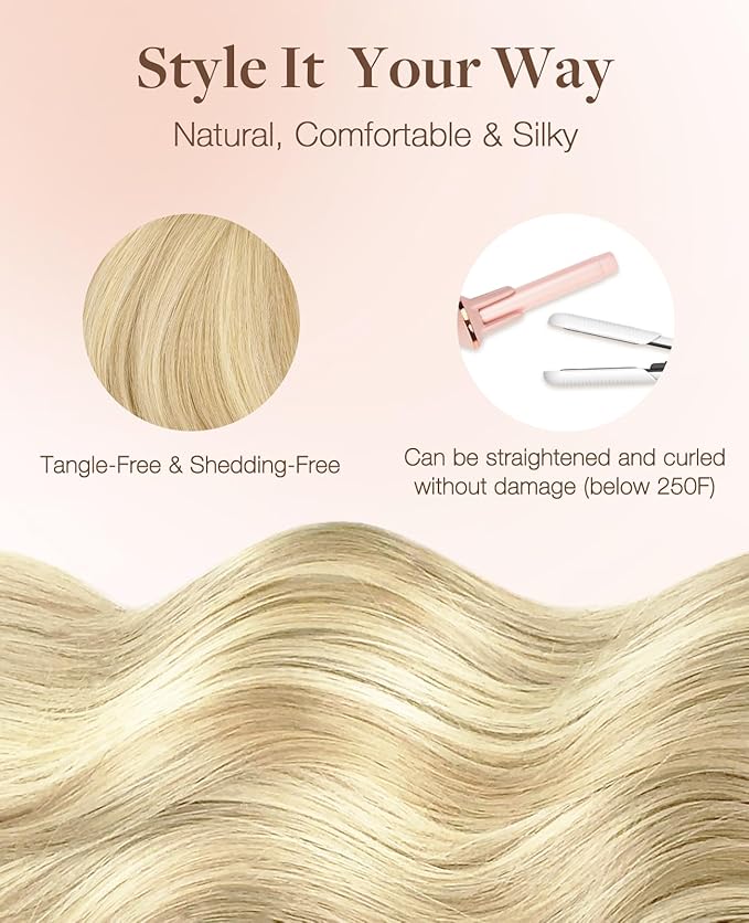 GOO GOO Invisi Edge Tape in Hair Extensions Human Hair, 17/22/60 Balayage Ash Blonde to Golden Blonde and Platinum Blonde, 20pcs 16inch 50g, Virgin Remy Hair, Seamless Injected Tape, Natural Look