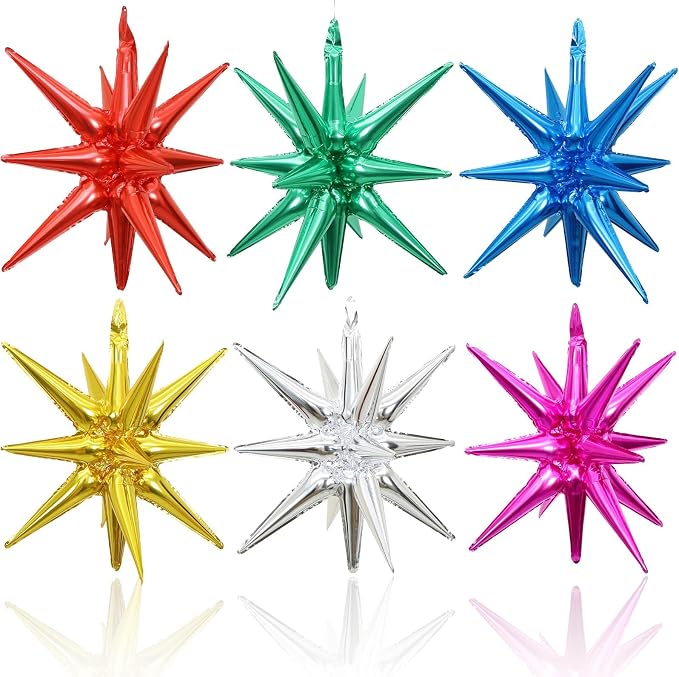 HILAVO 6PCS Star Balloons, 22Inch Large Colorful Star Balloon Foil Balloons by HILAVO