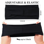 Black 4 inches Wide Headbands for Women, Non Slip Workout Yoga Running Hair Bands Head Wrap Sweat Bands, Pack of 12