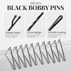 YGDZ 400 Counts Bobby Pins Hair Pins Set for Women, Black 2inch Bobby Pins for Buns, 2.36inch Black U Shaped Hair Pins for Styling, Hair Accessories for Women, Wedding