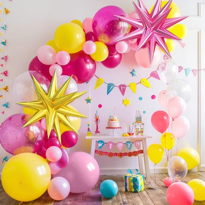 Hot Pink Yellow Balloon Arch Kit, - Image 7