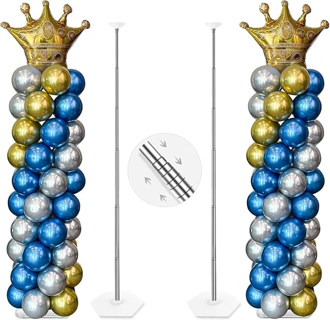 YALLOVE 2-Pack Up to 7-Ft Adjustable Metal Balloon Column Stands | Telescopic by YALLOVEPARTYSUPPLIES