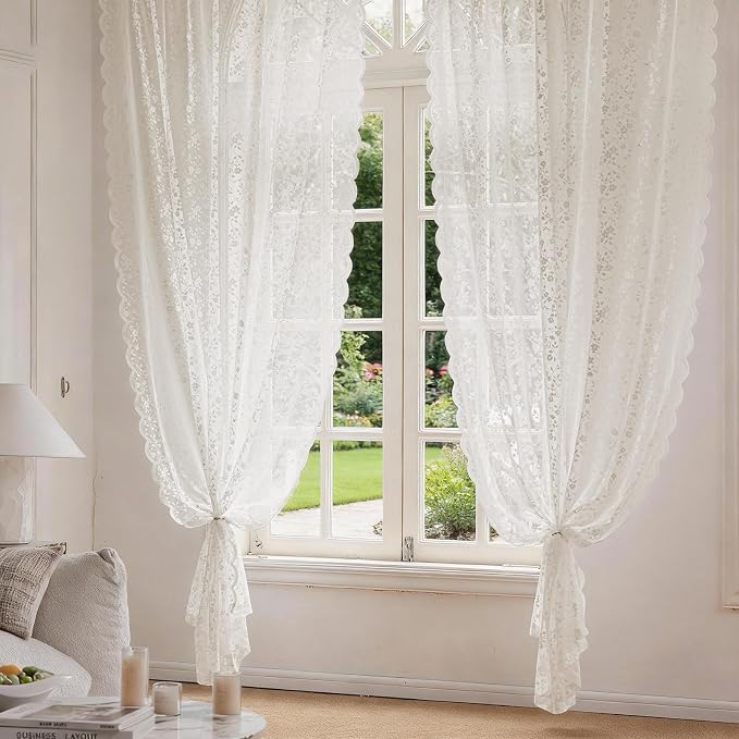Anmao Vintage Lace Sheer Curtains 96 Inches Long - Image 7