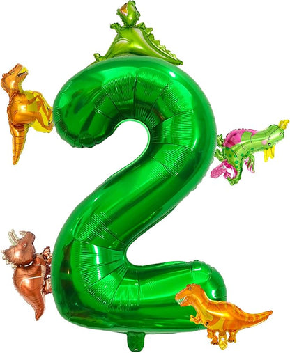 LilyZheng Dinosaur Number 2 Balloon, 40 Inch Dark Green Number Foil Balloon by LILYZHENG
