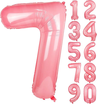 Macaron Pink Number 7 Balloon 40in Large Helium Foil Polyester Film Balloon | by Exquisitehighqualitypartydecorationstomeetyoureveryneed%EF%BC%81