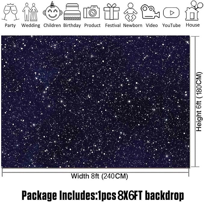 HQM 8x6FT Soft Fabric/Polyester Backdrop Night Sky Star Universe Space Starry - Image 6