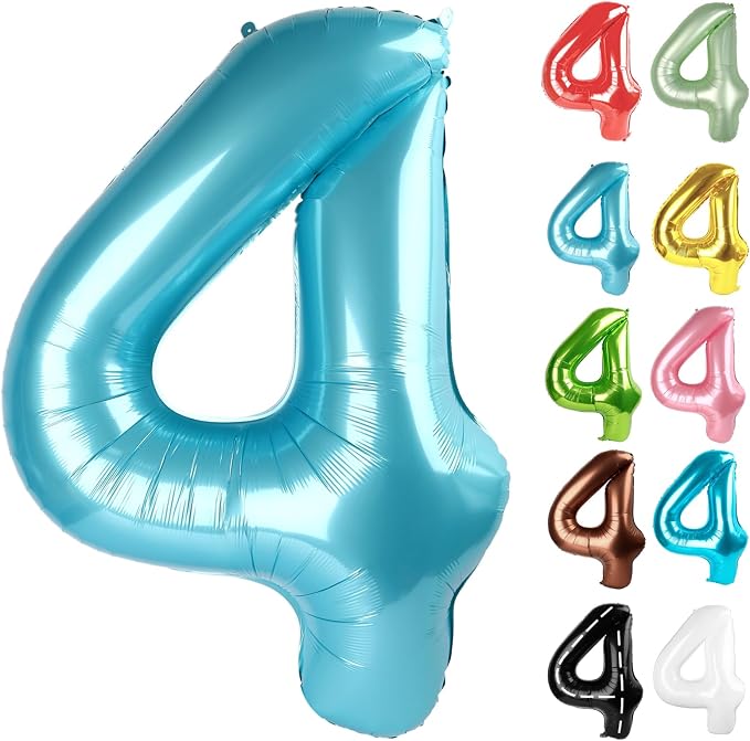 Pearl Blue Number 4 Balloon 40 Inch by IWERP